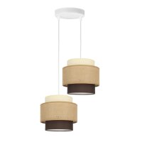 Pendelleuchte Stoff Weiß Ecru Beige E27 Ø30 cm