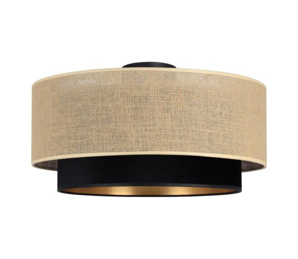 Deckenlampe Stoff Jute Schwarz E27 Ø45 cm wohnlich