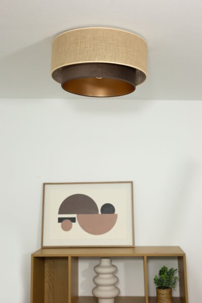 Deckenlampe Stoff Jute Schwarz E27 Ø45 cm wohnlich