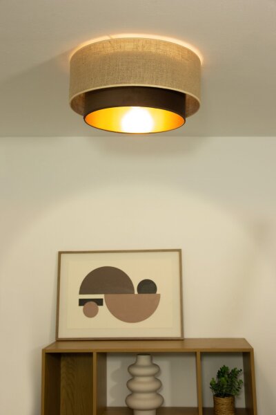 Deckenlampe Stoff Jute Schwarz E27 Ø45 cm wohnlich