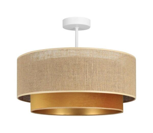 Deckenlampe Stoff Jute Weiß Beige E27 Ø45 cm gemütlich