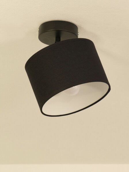 Deckenspot verstellbar Stoff Schwarz Weiß E27 L:18 cm