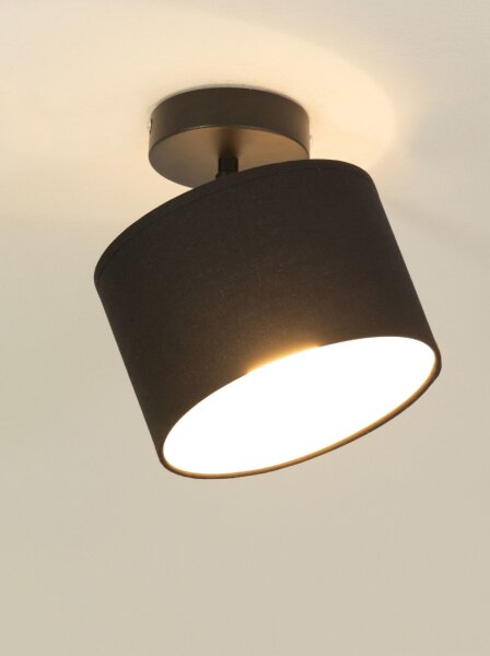 Deckenspot verstellbar Stoff Schwarz Weiß E27 L:18 cm