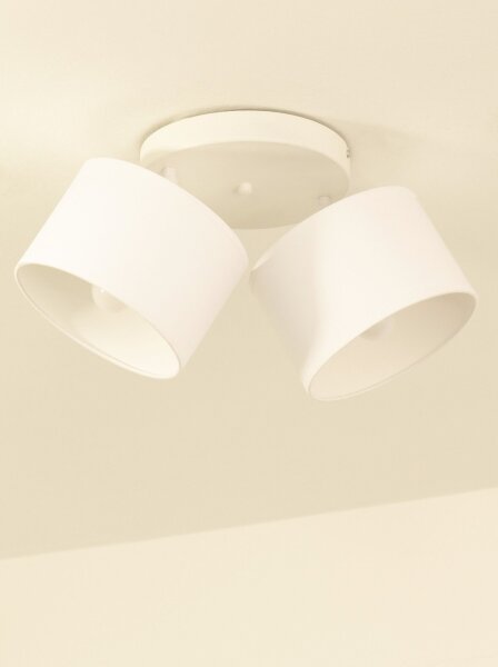 Deckenspot schwenkbar Stoff Weiß E27 L:45 cm wohnlich
