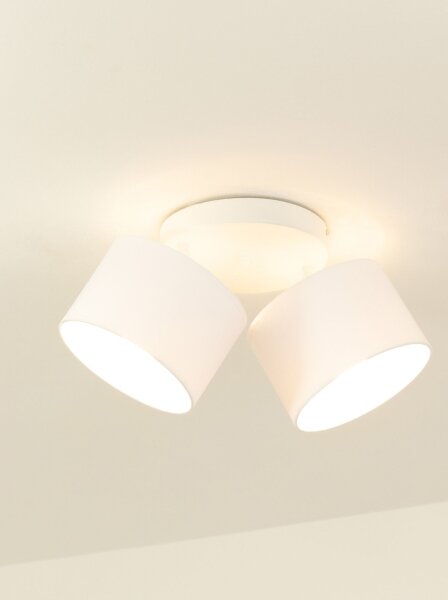 Deckenspot schwenkbar Stoff Weiß E27 L:45 cm wohnlich