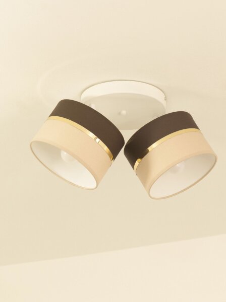Deckenspot flexibel Stoff Braun Ecru E27 L:45 cm