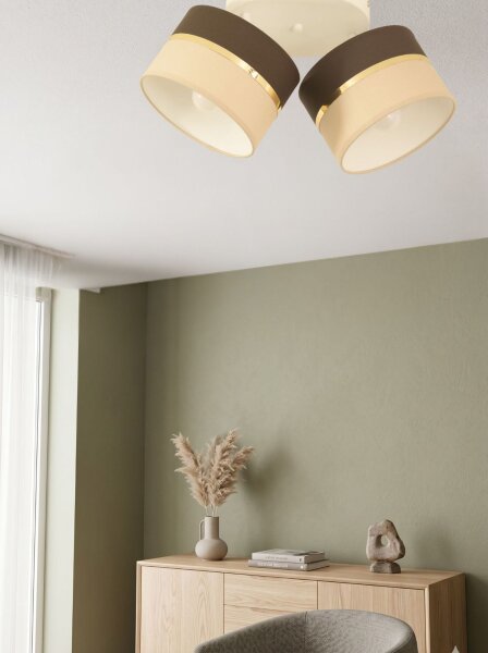 Deckenspot flexibel Stoff Braun Ecru E27 L:45 cm