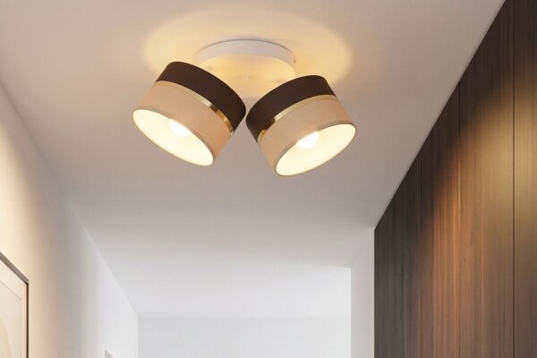 Deckenspot flexibel Stoff Braun Ecru E27 L:45 cm