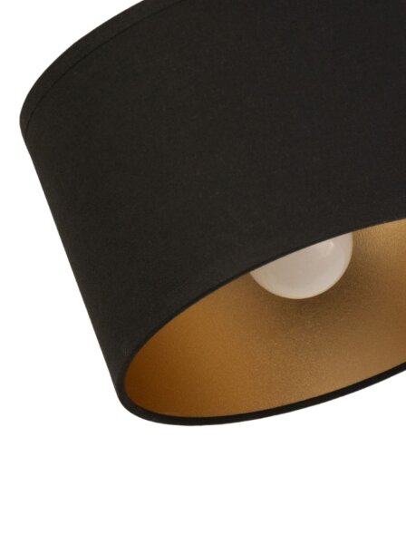 Deckenspot schwenkbar Stoff Schwarz Gold E27 L:45 cm
