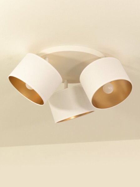 Deckenspot flexibel Stoff Weiß Gold E27 L:45 cm
