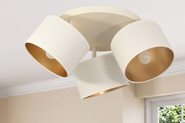 Deckenspot flexibel Stoff Weiß Gold E27 L:45 cm