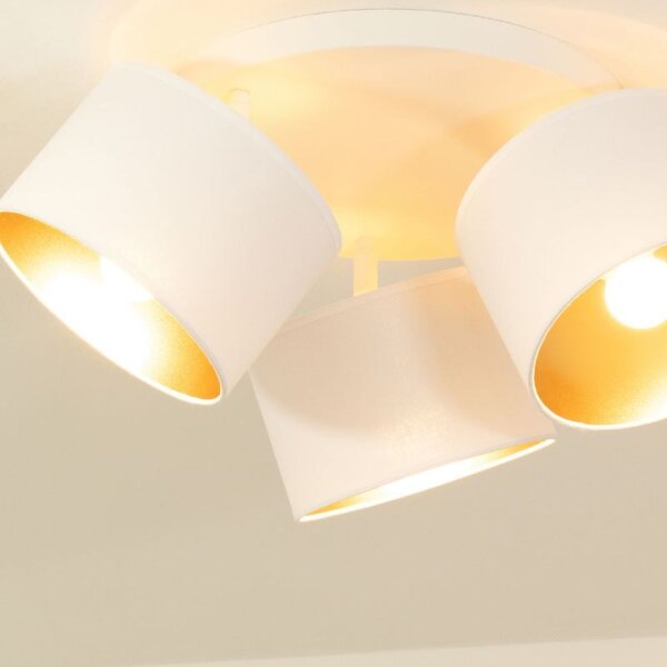 Deckenspot flexibel Stoff Weiß Gold E27 L:45 cm