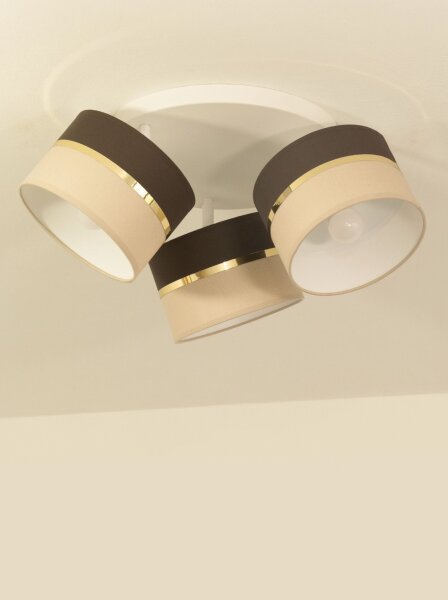 Deckenspot flexibel Stoff Weiß Braun Ecru E27 L:45 cm