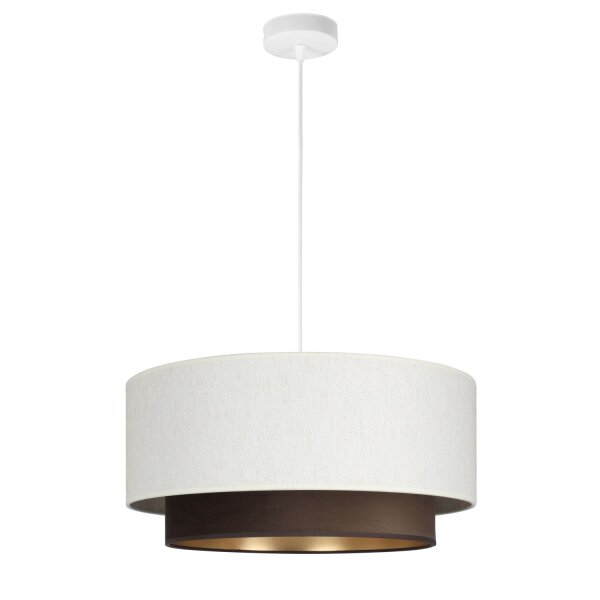 Pendelleuchte Stoff Weiß Braun Gold E27 Ø45 cm