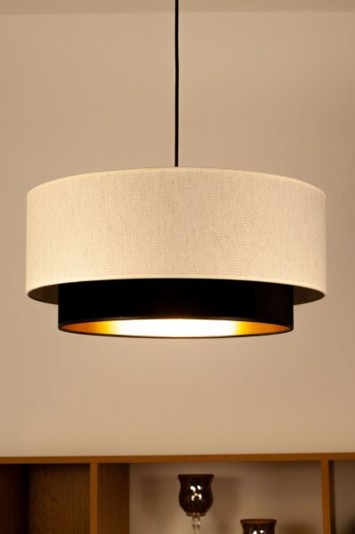 Pendelleuchte Stoff Schwarz Weiß E27 Ø45 cm wohnlich