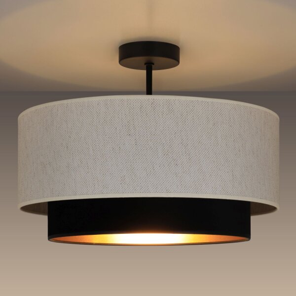 Deckenlampe Stoff Schwarz Weiß E27 Ø45 cm wohnlich