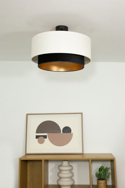 Deckenlampe Stoff Schwarz Weiß E27 Ø45 cm wohnlich
