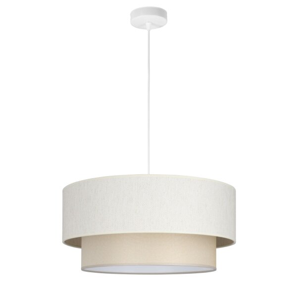Pendelleuchte Stoff Hellbeige Weiß E27 Ø45 cm