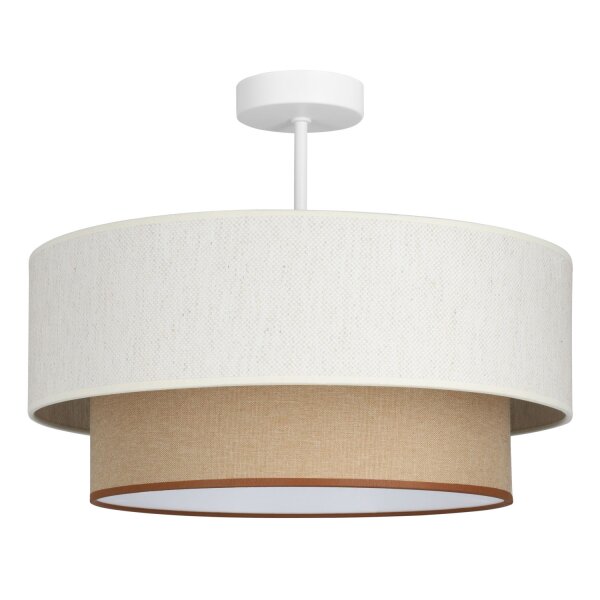 Deckenlampe Stoff Weiß Beige E27 Ø45 cm dekorativ