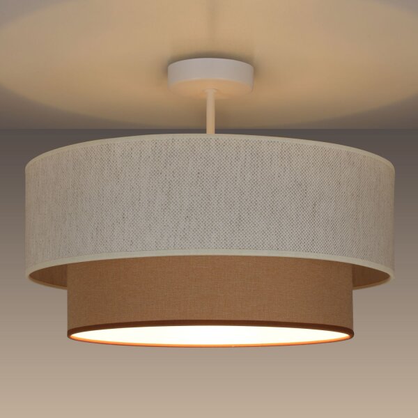 Deckenlampe Stoff Weiß Beige E27 Ø45 cm dekorativ