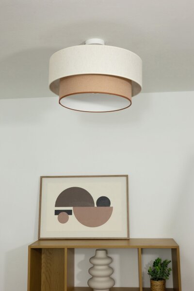 Deckenlampe Stoff Weiß Beige E27 Ø45 cm dekorativ