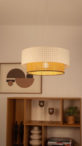 Pendelleuchte Wiener Geflecht Weiß E27 Ø45 cm