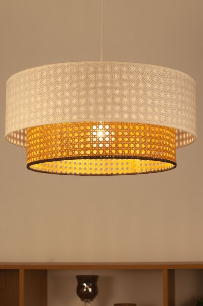 Pendelleuchte Wiener Geflecht Weiß E27 Ø45 cm