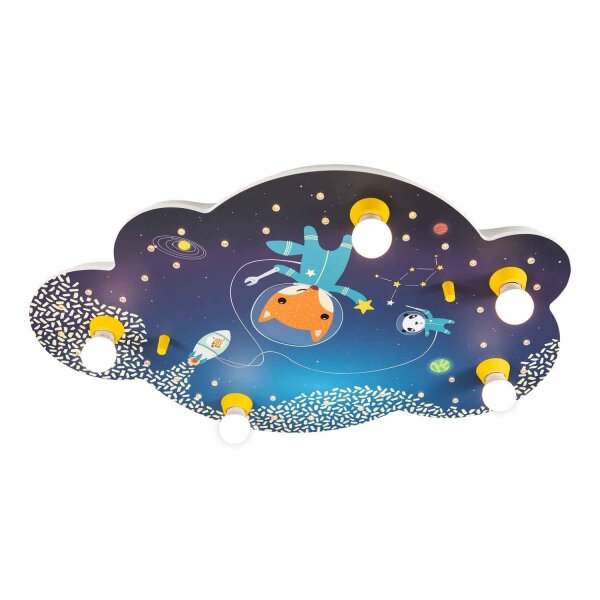 Wolkenlampe Decke Kinderzimmer LED + 5x E14 Dimmbar Astronaut