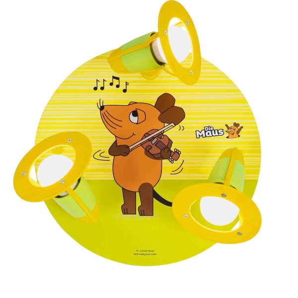 Kinderleuchte Decke Ø 29 cm Sendung mit der Maus 3x E14 Bunt