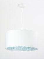 Pendelleuchte Schirm Wei&szlig; Blau Stoff rund Retro