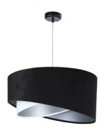 Pendelleuchte Schwarz Wei&szlig; Silber Stoff rund &Oslash;50cm