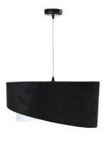 Esszimmer Pendelleuchte Schwarz Wei&szlig; Stoff rund