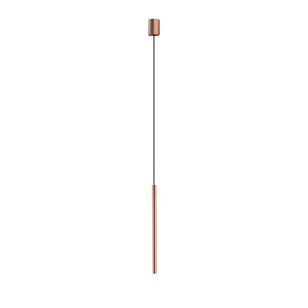 Schmale Hängeleuchte G9 Ø 2,5 cm in Kupfer matt Metall Modern