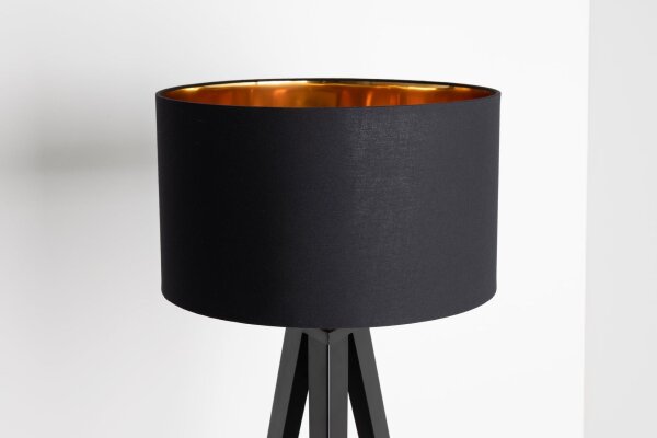Stoffschirm für Tischlampe Ø 40 cm rund in Schwarz Gold E27