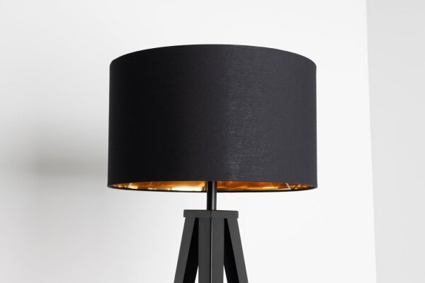 Stoffschirm für Tischlampe Ø 40 cm rund in Schwarz Gold E27