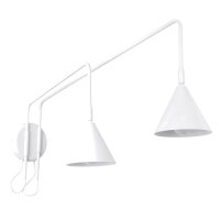 Wandlampe mit Schalter 2-flammig Stahl Wei&szlig; E14 H:30 cm