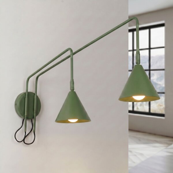 Wandlampe mit Schalter Stahl Olivgrün E14 H:30 cm