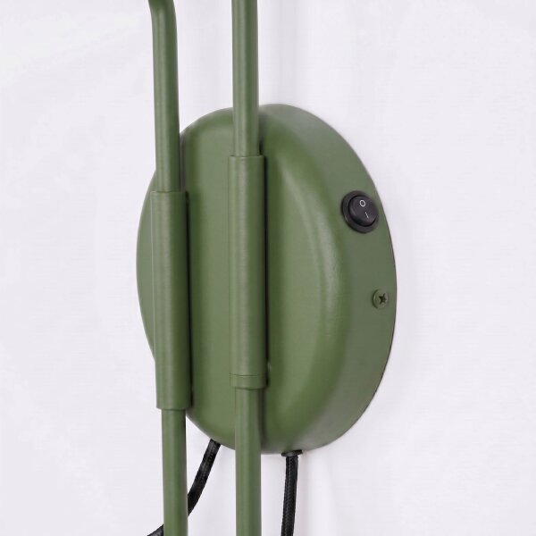 Wandlampe mit Schalter Stahl Olivgrün E14 H:30 cm