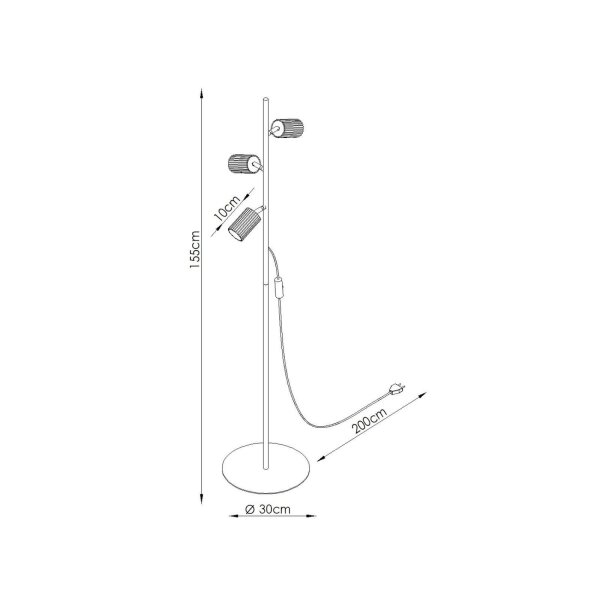 Stehlampe verstellbar Aluminium Gold GU10 H:155 cm