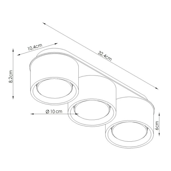 Deckenlampe 3-flammig Aluminium Olivgrün GX53 L:32,4 cm
