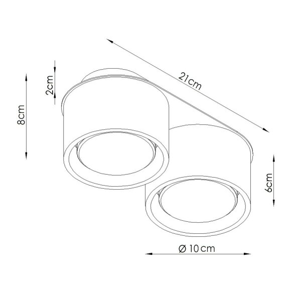 Deckenleuchte 2-flammig Aluminium Rosa GX53 L:21 cm
