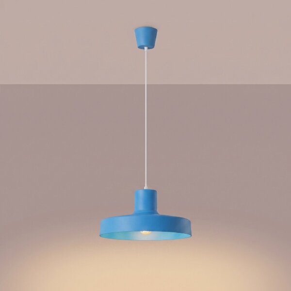 Pendelleuchte Stahl Hellblau E27 Ø35 cm modern rund