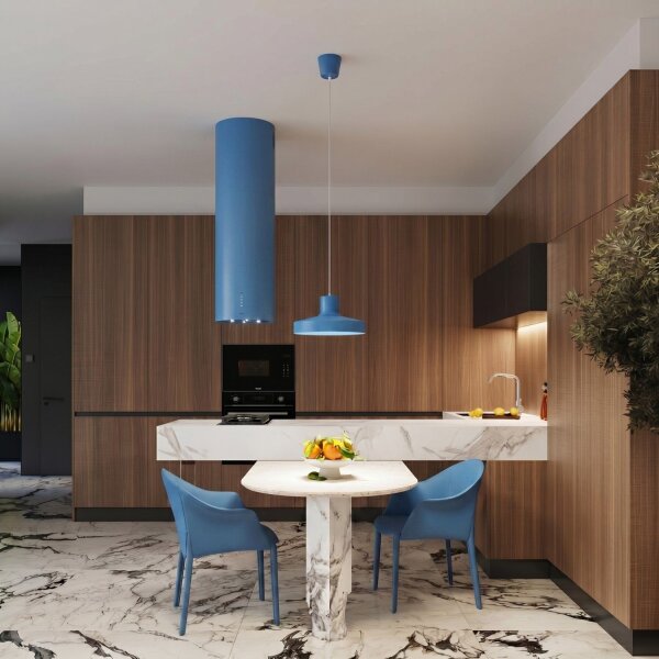 Pendelleuchte Stahl Hellblau E27 Ø35 cm modern rund