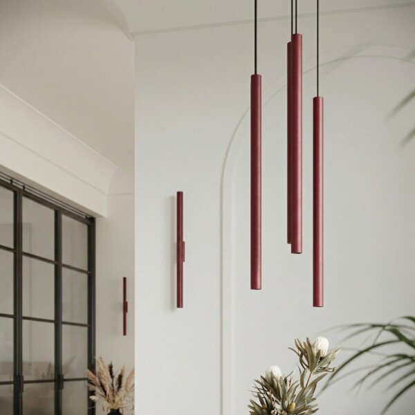 Pendelleuchte Stahl Burgund G9 Ø15 cm modern rund