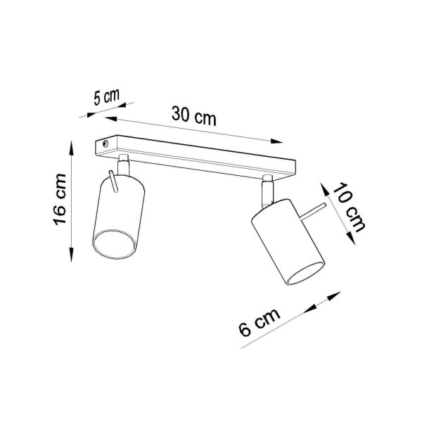 Deckenspot flexibel Stahl 2-flammig GU10 L:30 cm