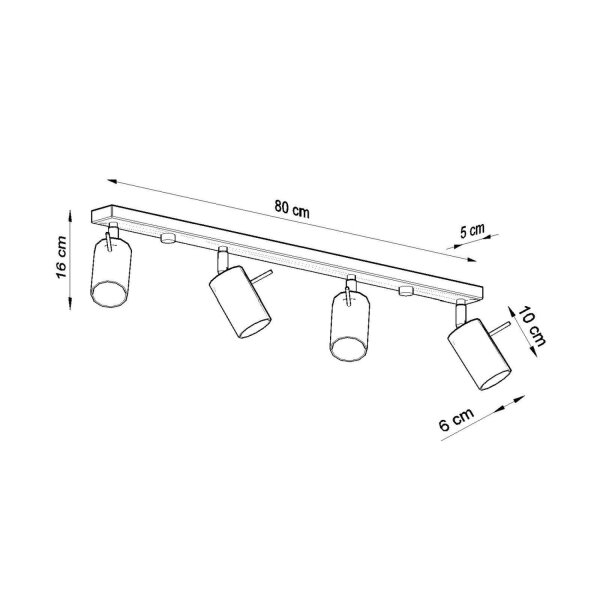 Deckenstrahler verstellbar 4-flammig Stahl GU10 L:80 cm