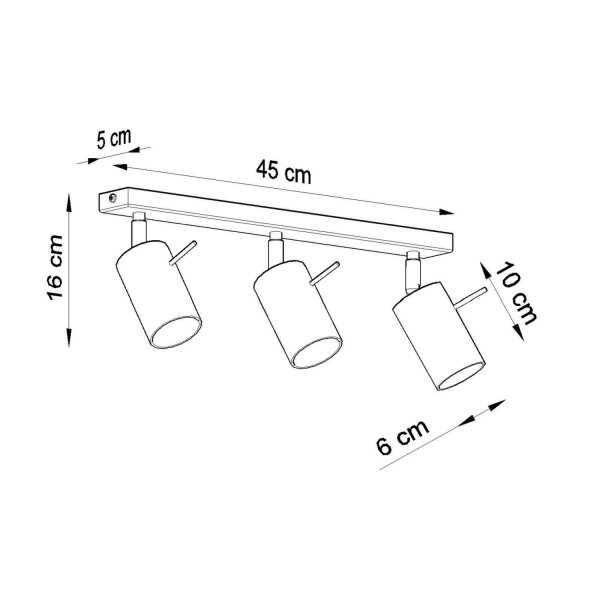 Deckenstrahler flexibel 3-flammig Stahl GU10 L:45 cm
