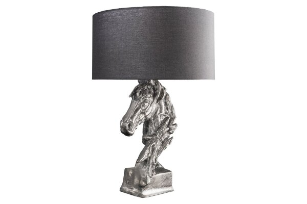 Tischleuchte Metall Stoff Pferdebüste 54 cm hoch E27