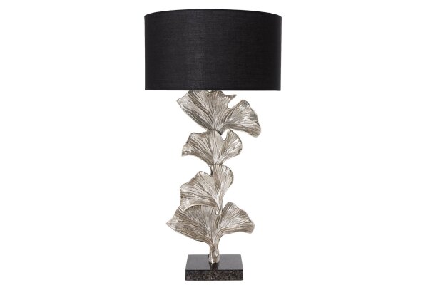 Tischlampe groß 90 cm Handarbeit in Silber Schwarz Ginko