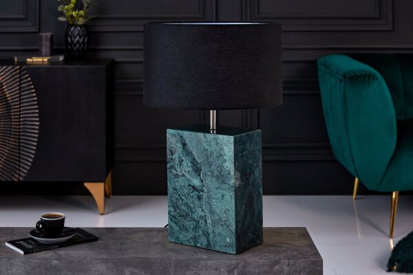 Tischleuchte Marmor Stoff 60 cm Grün Schwarz E27 Unikat